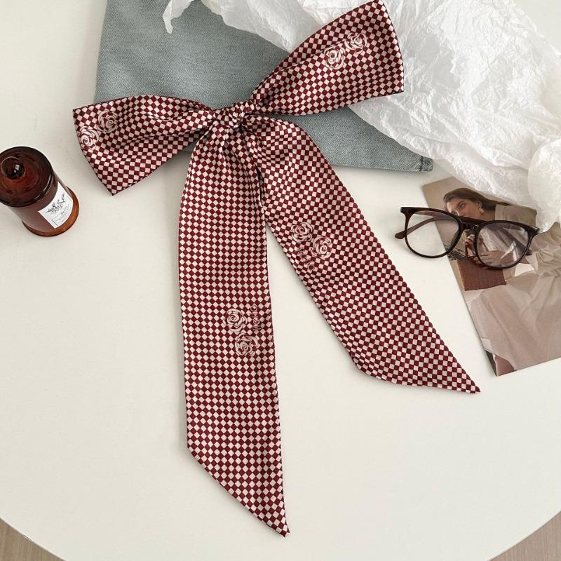 Polka Dot Silk Scarf New Versatile Rose Scarf Plaid Headband Hair Tie Multi-functional Belt Waist Silk Scarf
