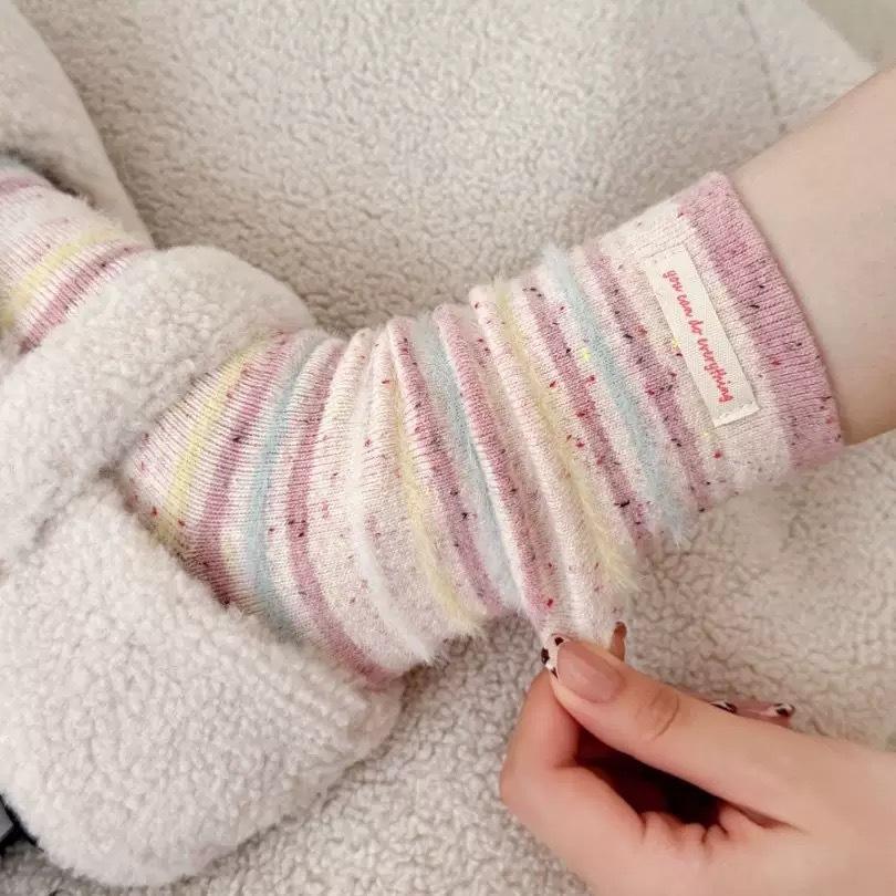 Female Autumn and Winter Thickened Warm Lovely Pink Moon Floor Sleep Tube Cotton Socks