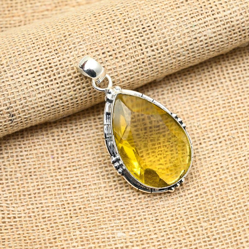 Великолепный цитрин, драгоценный камень, ювелирные изделия ручной работы, подвеска из стерлингового серебра 925 пробы для женщин