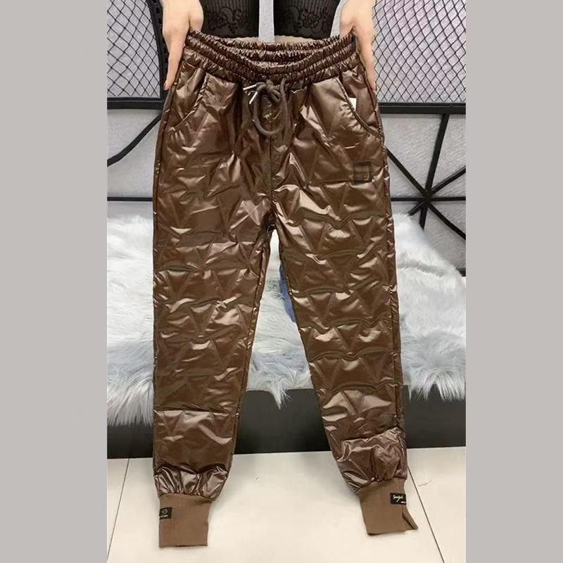 Женские зимние брюки гаремы с высокой талией - Утягивающие, Повседневные, Теплые, Свободного кроя