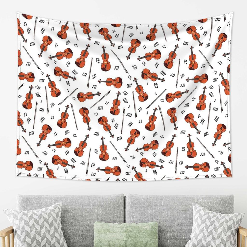 Violin And Music Notes Tapestry Decoration Art Aesthetic Tapestries for Living Room Bedroom Home Wall Cloth Wall Hanging