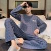 Autumn Cotton Pajamas for Man Round Neck Long Sleeve Lounge Sets Man 2 Piece Fashion Printing Home Suit for Man Pyjama Homme