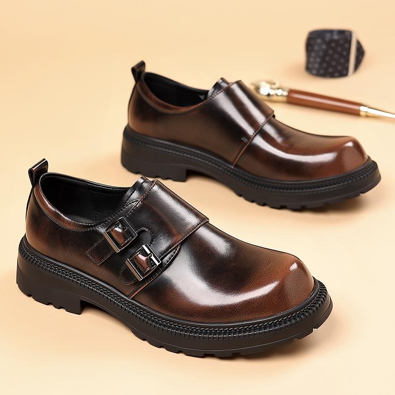 Модная британская обувь из коровьей кожи на платформе с металлической пряжкой, кожаная обувь для мужчин, дизайнерская обувь для свадьбы с мягкой подошвой, модная деловая обувь для мужчин