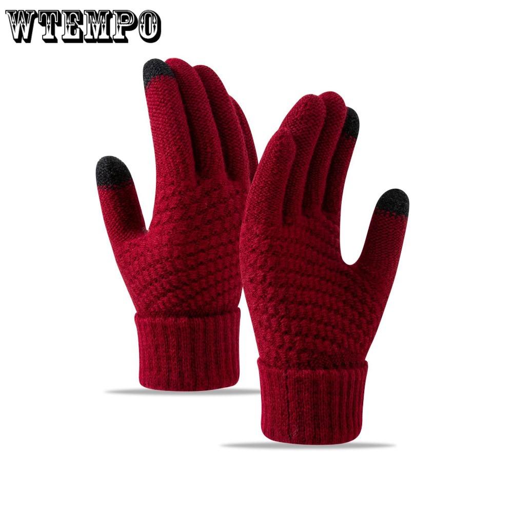 Cute Student Gloves with Winter Velvet Windproof and Cold Proof Cycling Knitted Touch Screen Warm Gloves for Women In Autumn and Winter