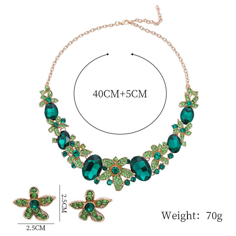 Женское ожерелье со стразами и цветами, банкетное платье, винтажные серьги, комплект ювелирных изделий