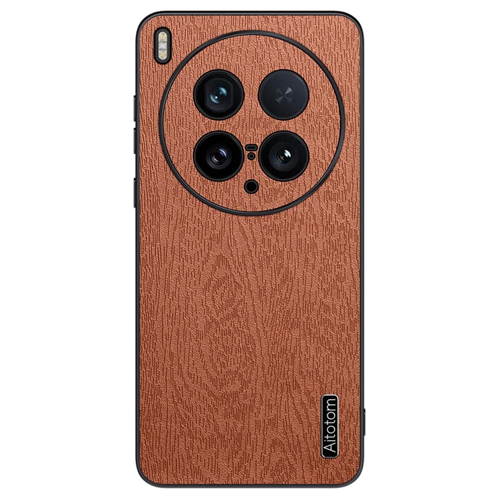 For vivo X200 Ultra 5G Case Wood Texture PU Leather Coated PC TPU Phone Cover