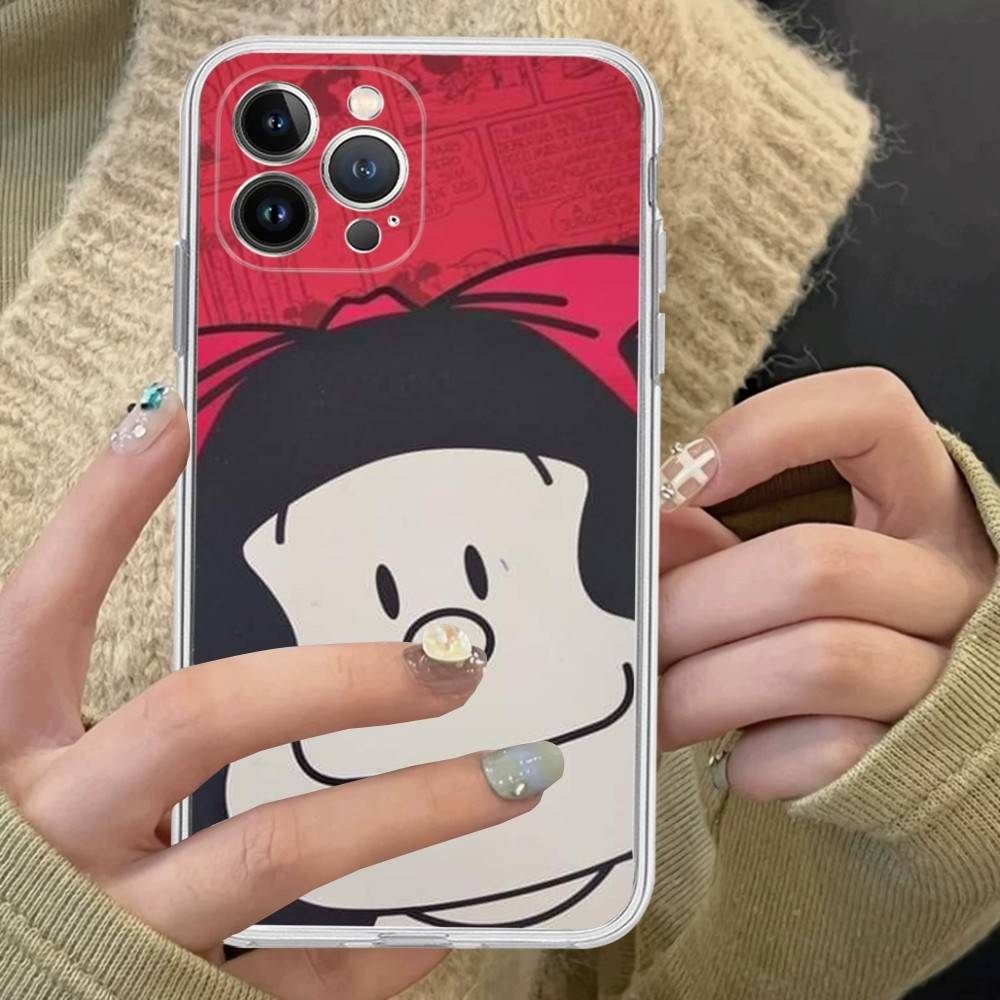 Популярный мультфильм М-Мафальда для IPhone 17 16 15 14 13 12 11 Pro Max Plus Прозрачный Мягкий ТПУ Чехол для Телефона