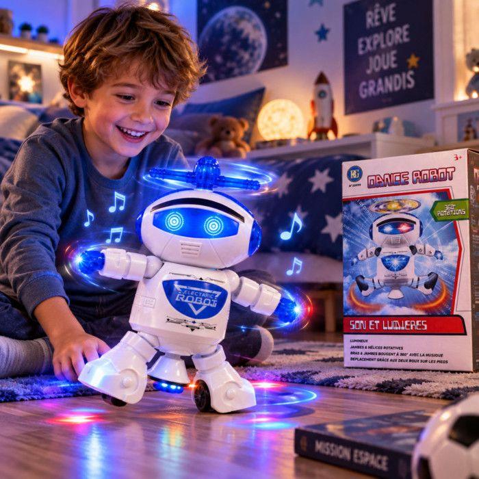 Jouet interactif - B&G INTERNATIONAL - Robot Danseur Son et Lumière 20 cm - Mouvements 360° - Son & lumières - Bleu/Blanc