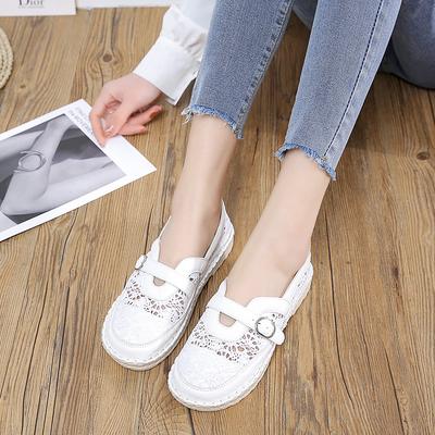 Модный дизайн Вышивка Цветы Жемчуг Сетка Круглая пряжка Ремешок Женские балетки Обувь Лоферы Женские Туфли Мэри Джейн Мюли Сандалии