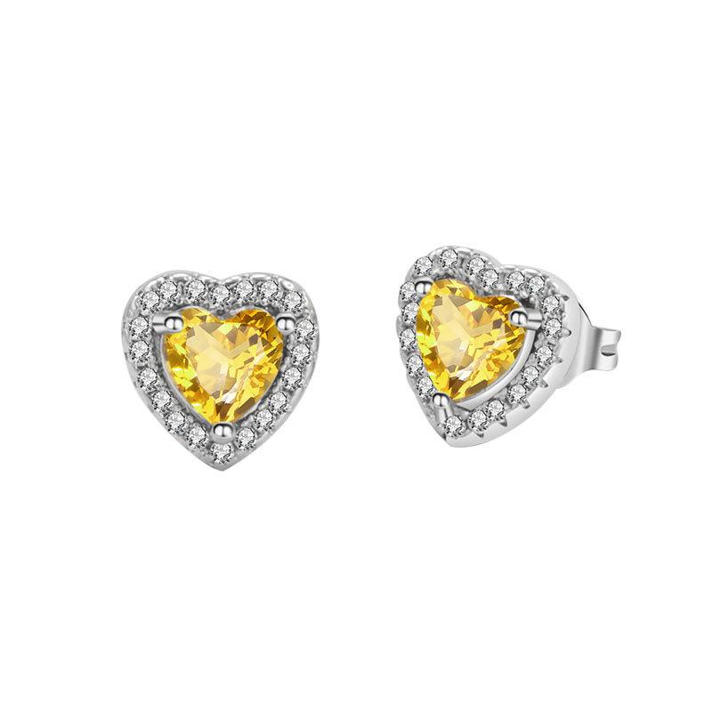Zodiac Heart Shaped Cubic Zirconia Stud Earrings Minimalist Elegant Jewelry For Women