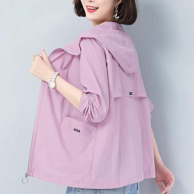 Летняя куртка женская одежда для защиты от солнца модная повседневная на молнии тонкая повседневная свободная ветровка пальто