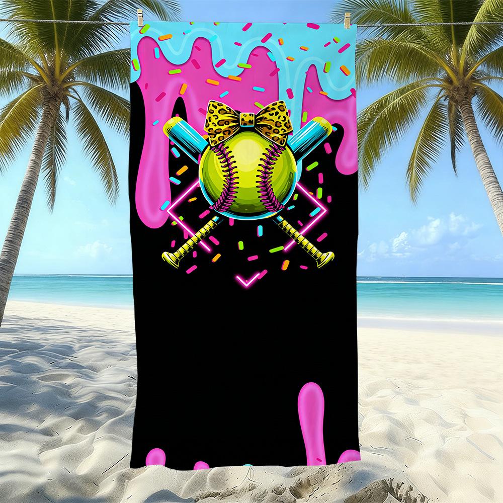 Ice Cream Printed Organic Microfiber Beach Towels Quick-drying Absorbent Novelty Pattern for Adults Children Beach Swimming Use