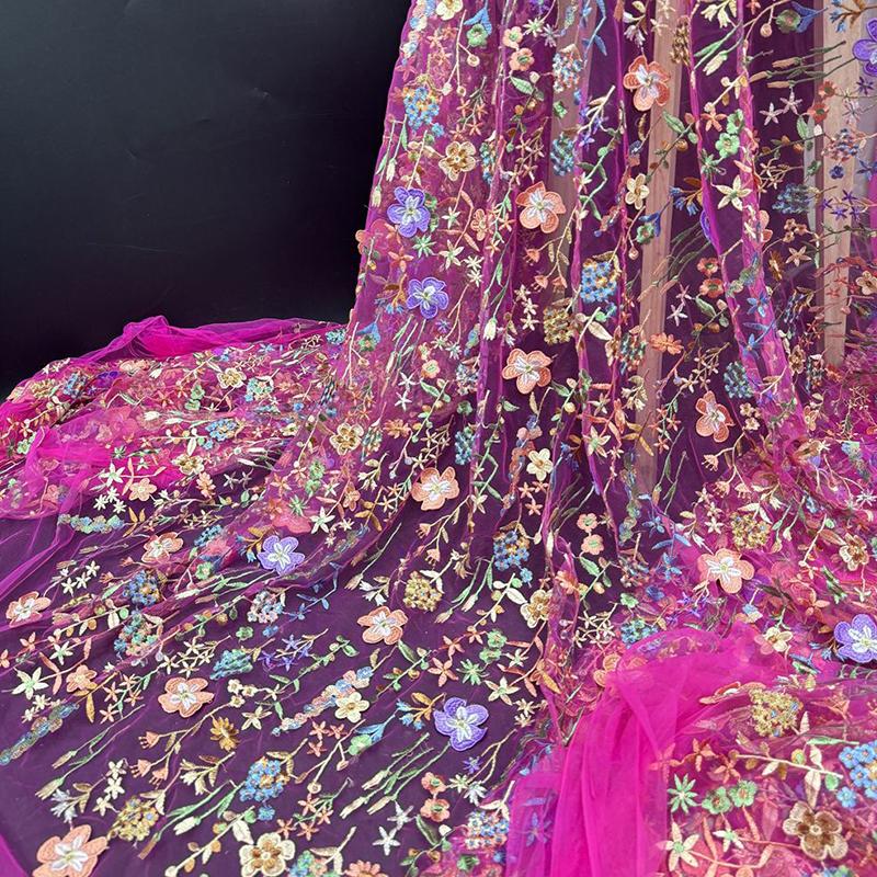 3D Цветочная Тюль Кружевная Ткань Нежная Вышивка Кружевная Ткань Для Сделай Сам Шитья Свадебного Платья Вечеринка Фон Аппликация Материал