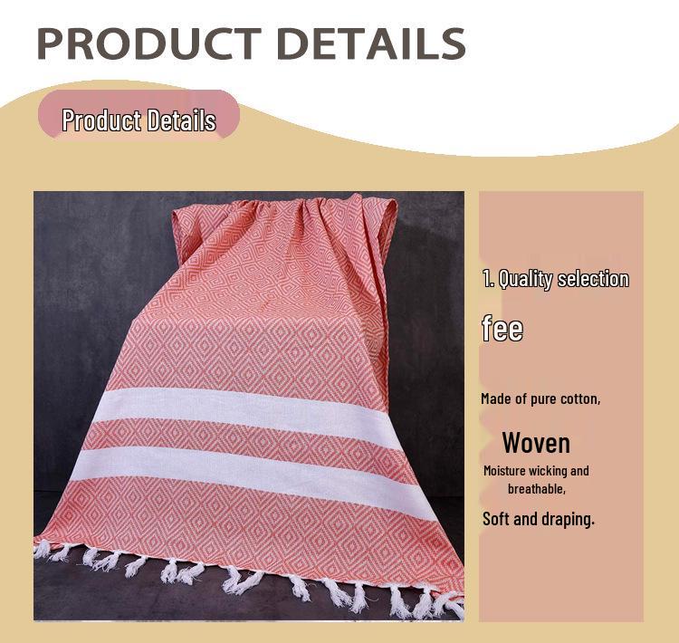 Турецкое хлопковое пляжное полотенце с кисточками - Впитывающее, с возможностью персонализации, универсальное для ванны или защиты от солнца