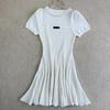 MIU Style 2026 Summer Diamond Flower Needlepoint Pullover Dress - Short Sleeve, Round Neck, High Quality