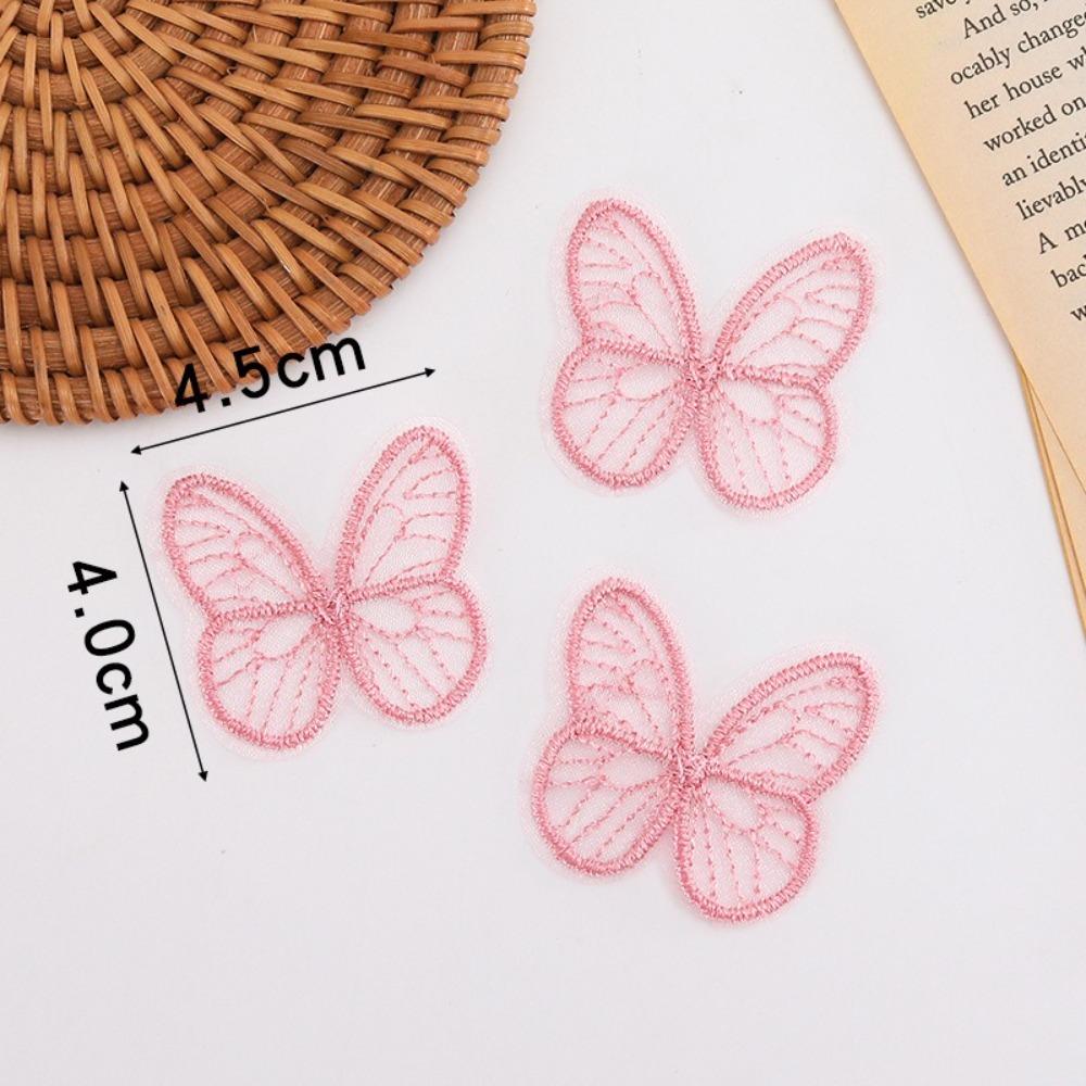 100pcs 4.5CM Chiffon Butterfly 3D Simulation Mesh Butterfly Patch Hair Clip Accessories