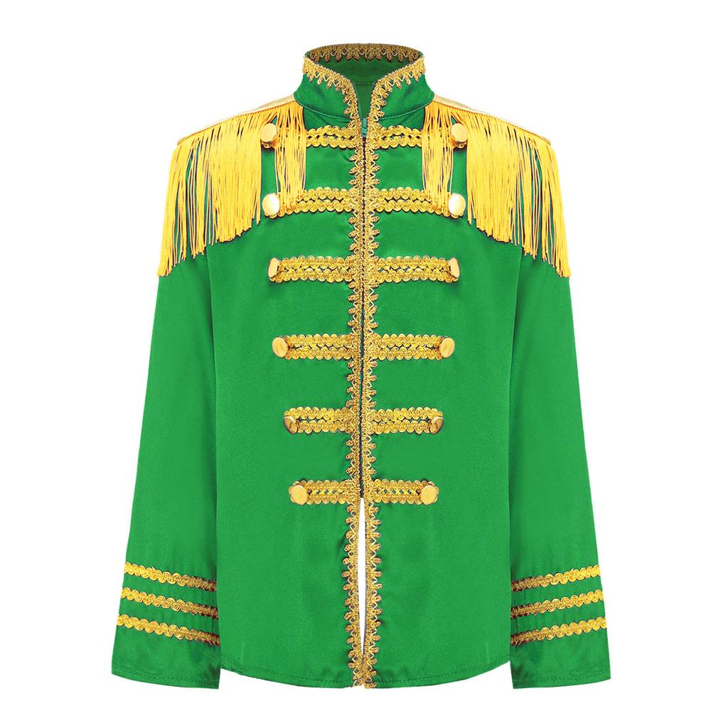 Children's 60s Rock Band Costume - British Star Style Gold Lace Top with Long Sleeves for Music Cosplay