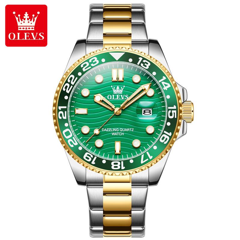 OLEVS Модные Водонепроницаемые Кварцевые Часы Для Мужчин Оригинальные Люминесцентные Дата Роскошные Наручные Часы Ремешок из Нержавеющей Стали Мужские Часы