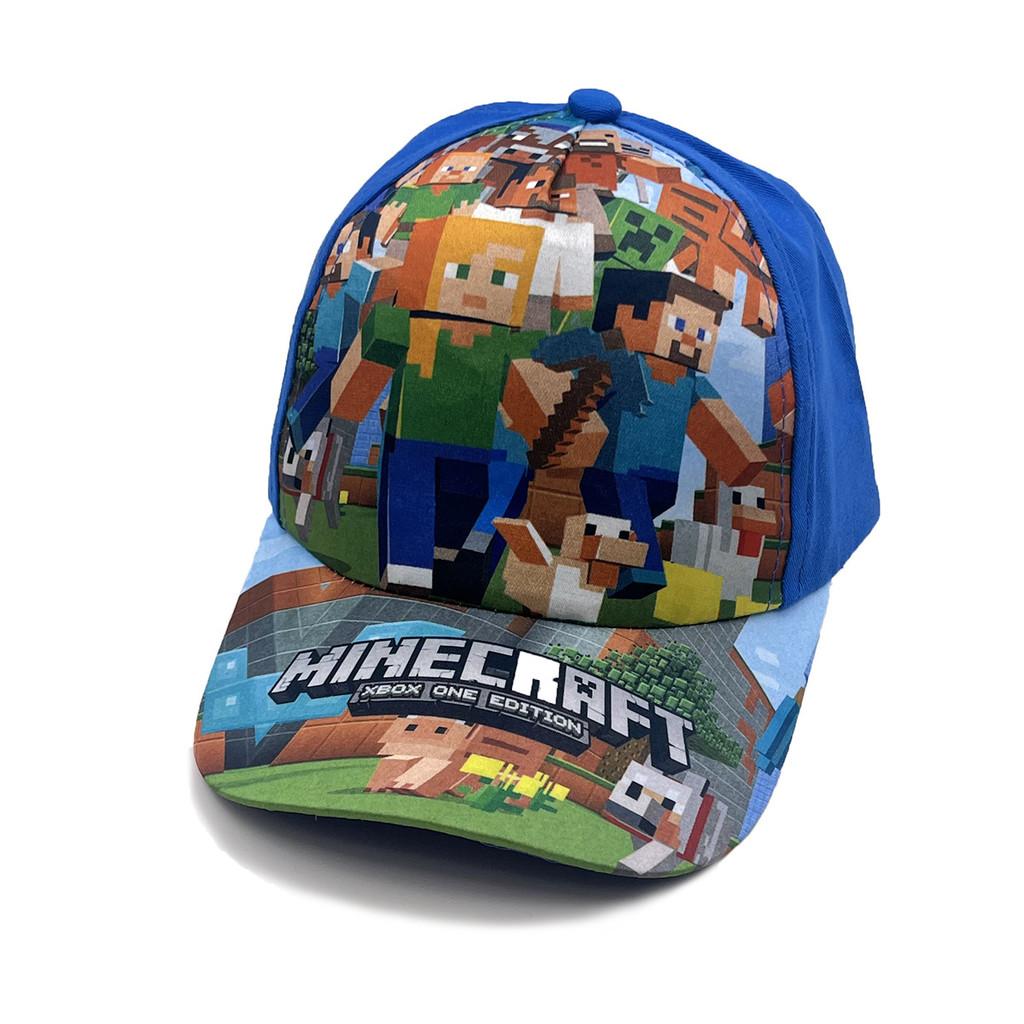 Pattern Kids Minecraft Sun Protection Cap With Round Top For Summer Casual