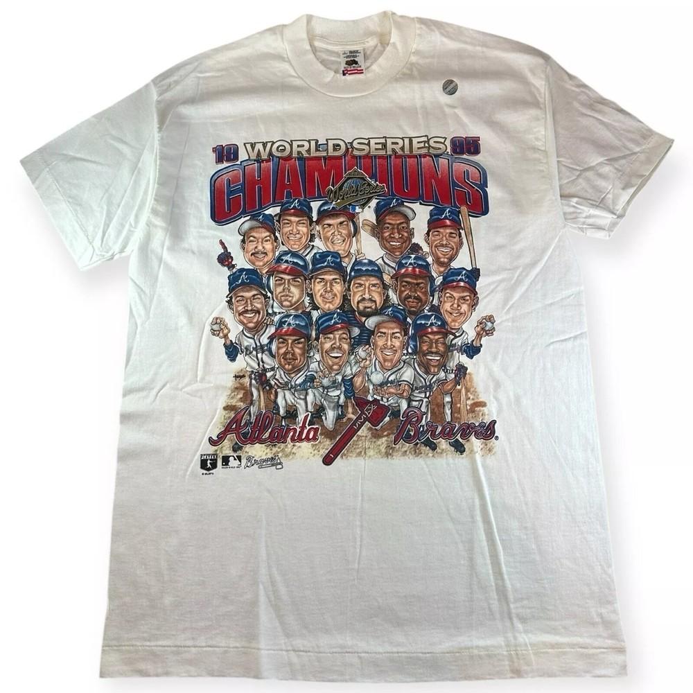 Винтажная черная унисекс футболка с карикатурой Atlanta Braves World Series 1995 года, унисекс футболка, репринт