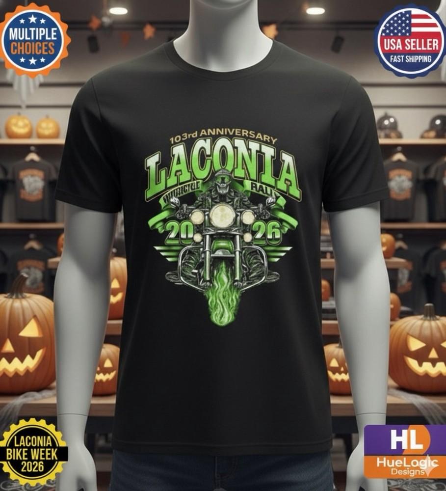 Laconia 2026 Bike Week Rally T-Shirt 103rd Anniversary HD Motorcycle Rally Tee Unisex T-Shirt