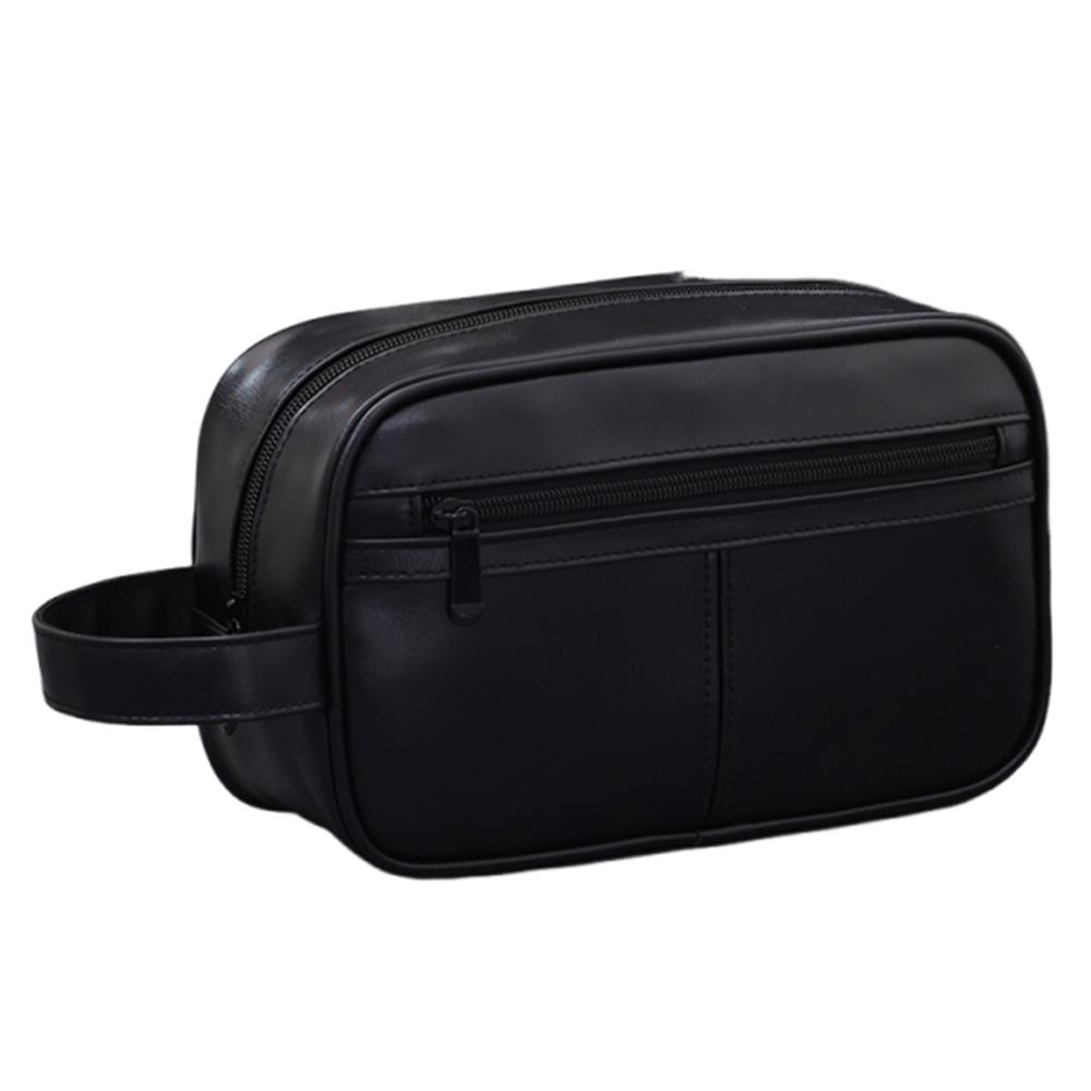 Multi Pocket Cosmetic Storage Bag Retro Travel Toiletry Bag Men Leather Wash Bag  Business Trips