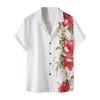 Beach Shirt Flower Print Turn-down Collar Single-breasted Short Sleeve Men Top for Holiday