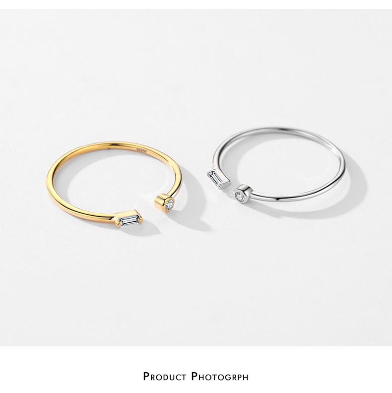 Регулируемое кольцо из стерлингового серебра S925 с микроинкрустацией цирконами - Стильное, Простое, Не тускнеет, Идеально для законодателей моды