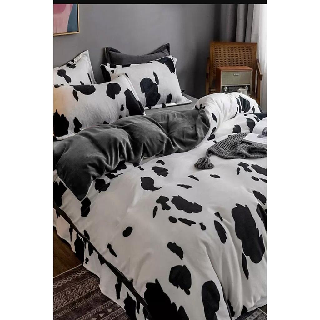 Комплект пододеяльников на подкладке, двуспальный, полный далматинец, белый