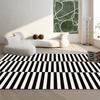Fashionable Black and White Striped Decorative Carpet Light Luxury Rug Modern Living Room Sofa Rugs Simple Bedroom Decor Carpet