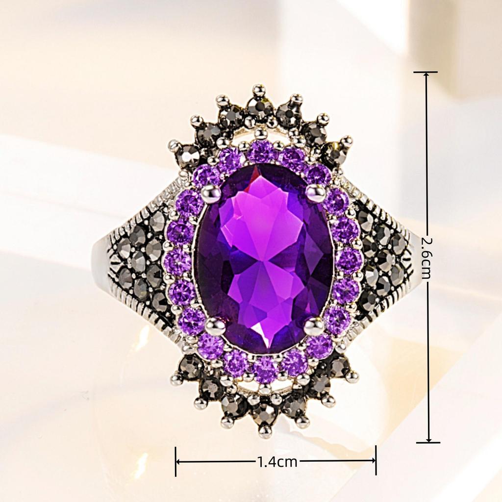 Серебряное ювелирное украшение Wish, ретро-кольцо с тайским драгоценным камнем: Преувеличенный дизайн Black Mine Red Pomegranate