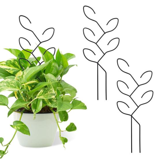 Leaf Shape Garden Trellis Metal Coated Stake Trellis Planter Plant Support Stake