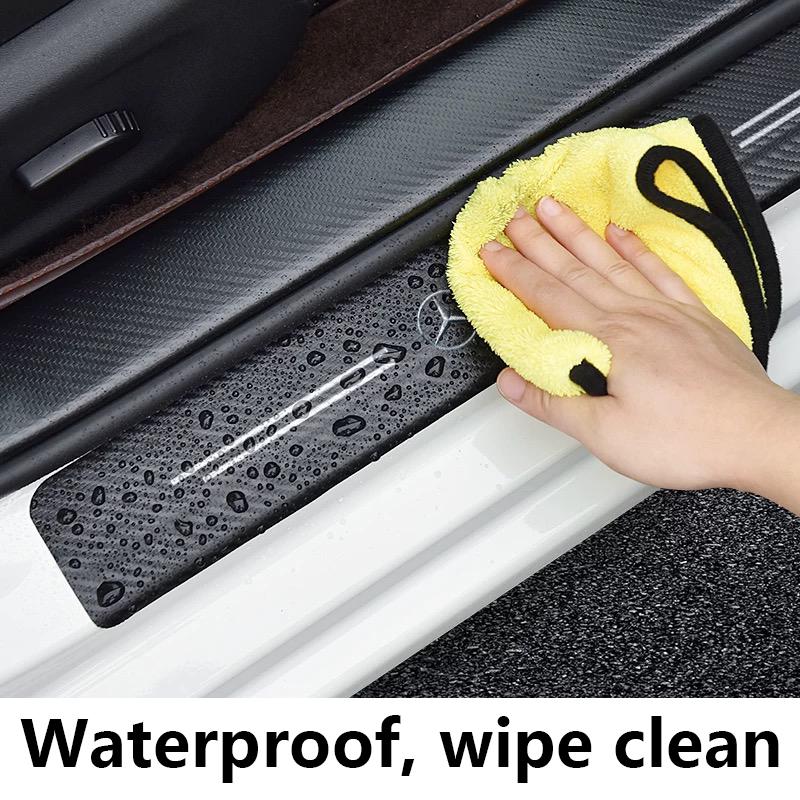 BTY4 Carbon Fiber Door Sill Rear Trunk Film Anti Scratch Sticker For Mercedes Benz W203 W204 W205 W206 W212 W213 Protective Accessori