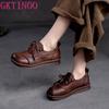 Fashion GKTINOO 2025 New Genuine Leather Flats Women Shoes Round Toe Casual Shallow National Style Soft Handmade Concise Ladies Shoes