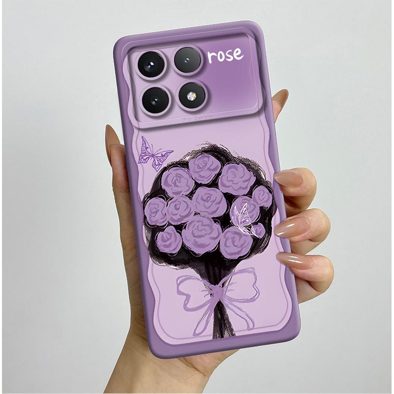 Shockproof Phone Case for Xiaomi Poco F6 Pro 5G Redmi K70 Pro Pretty Butterfly Flower Soft TPU Shell PocoF6Pro Bumper Back Cover