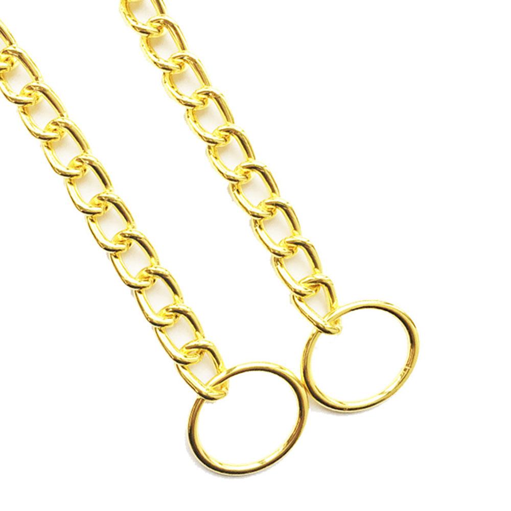 Ошейник для собак Pet Metal Chain, серебристо-золотой кубинский звено, ошейник-удавка для собак, крепкий ошейник-удавка для собак маленьких, средних и больших пород
