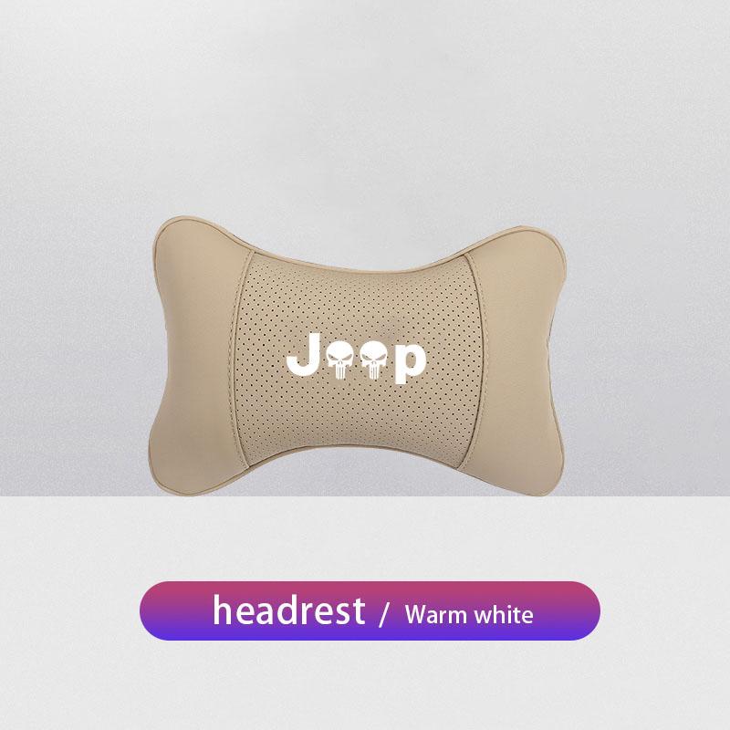 Car Seat Headrest Auto Logo Neck Pillow For Jeep Wrangler Rubicon Renegade Compass Grand Cherokee Patriot Liberty Gladiator JK AKZ1