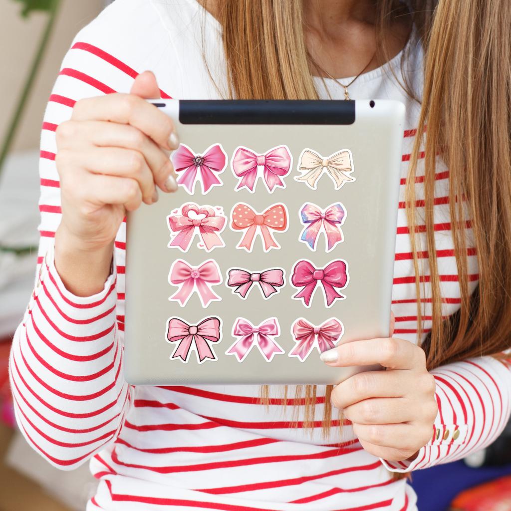 50 шт. Наклейки граффити с розовыми бантиками Барби, девичьи сердечки, высокоценные декоративные наклейки для телефона, багажа и дневника