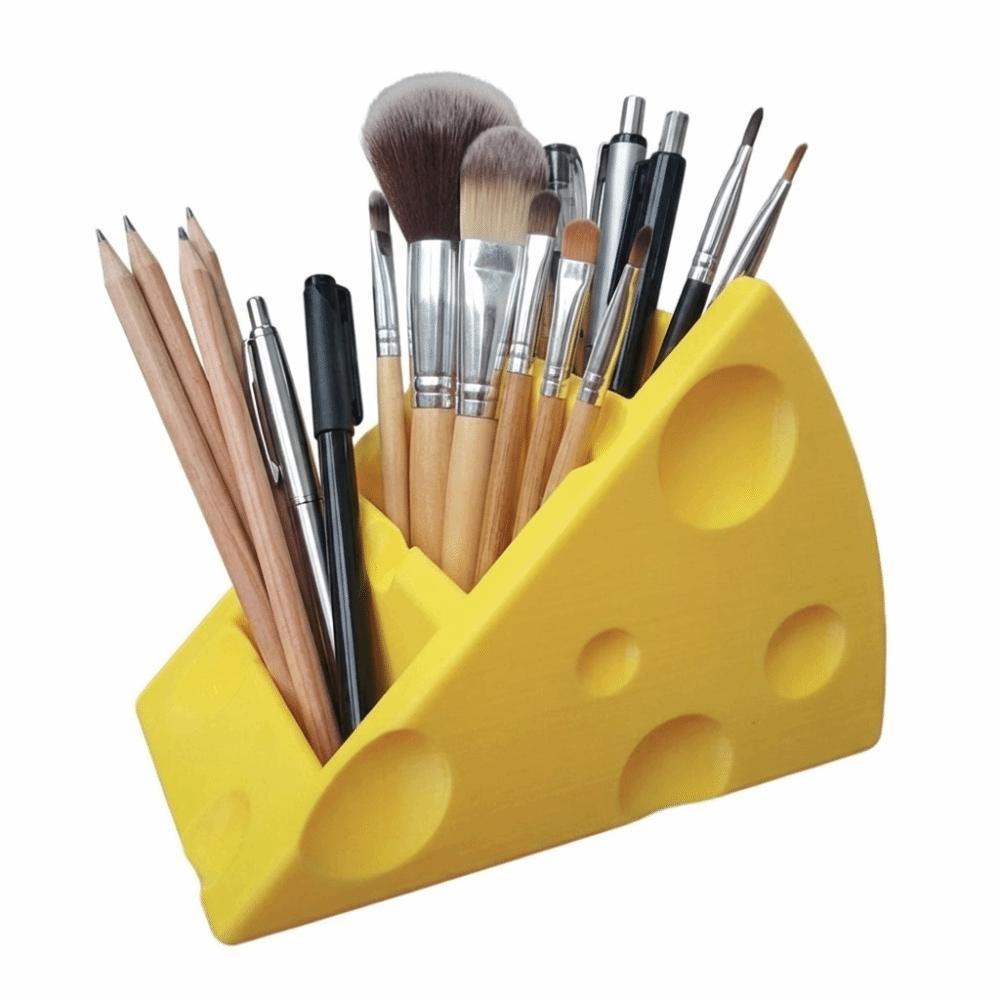 Multi-functional Cheese Remote Control Storage Box Cute 3 Grids Pen Holder Save Space Creative Stationery Organizer Bedroom