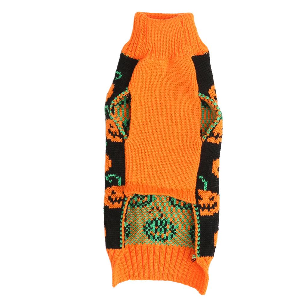 Dog Halloween Sweater Multi Pumpkin Smiley Face Dog Winter Clothes for Pet Halloween Supplies M