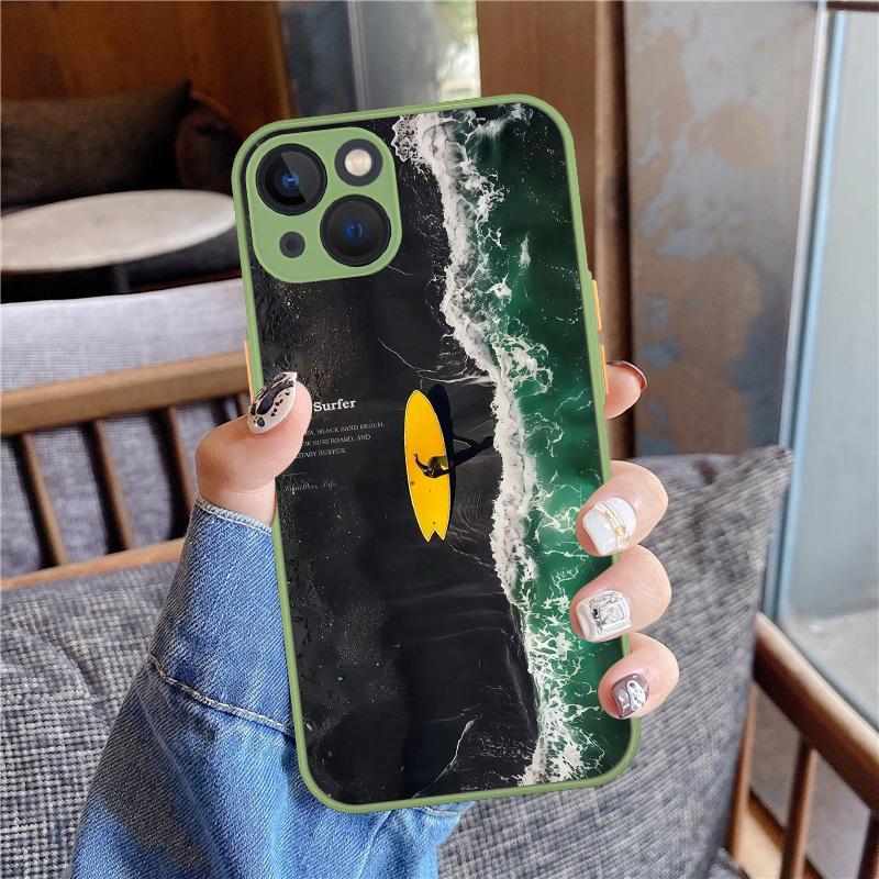 INS Чехол для мобильного телефона 'Одинокий серфер' Для iPhone 16 15 11 12 14 13 Pro Max Mini X Xs XSMax XR 7 8 Plus SE4 16e Силиконовые чехлы Fundas