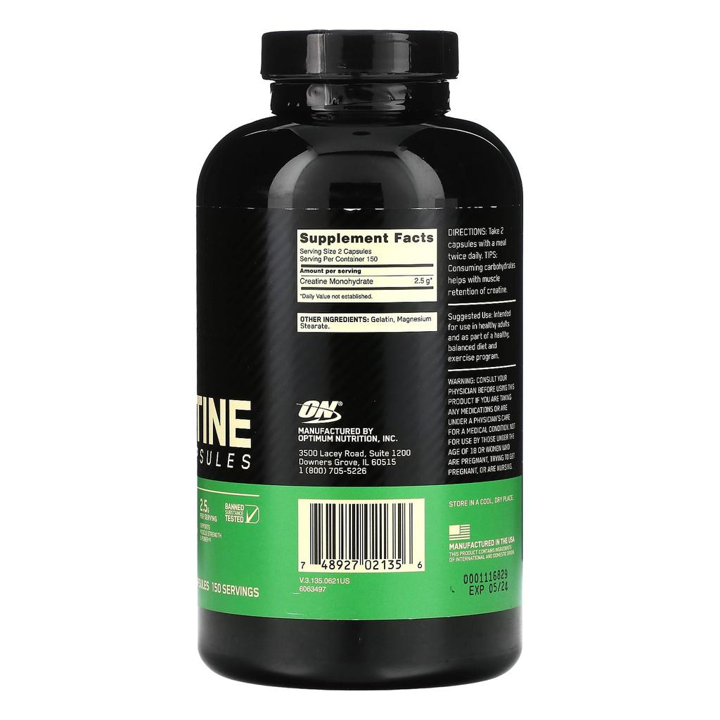 Микронизированный креатин (300 кап, 2,5 г), Micronized Creatine, Optimum Nutrition