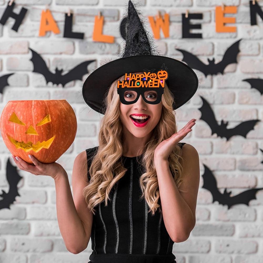Felt Halloween Luminous Glasses LED Halloween Eyewear Frame Festival Pumpkin Glasses Men