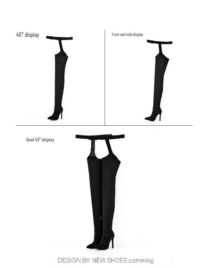 Кожаные сапоги-ботфорты на шпильке с острыми носами – сексуальные высокие сапоги большого размера