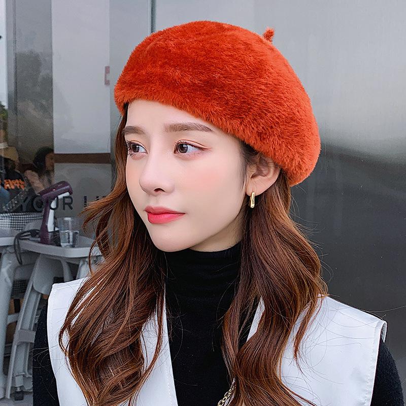 Imitation Mink Women Autumn and Winter Beret British Fashion Trendy New Painter Hat Spring and Autumn Bud Hat