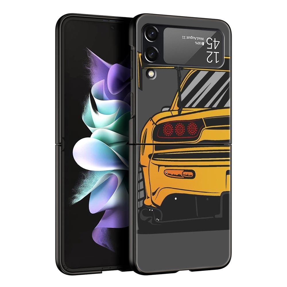 Чехол для телефона Samsung Galaxy Z Flip 3 4 5 складной мобильный чехол жесткий ПК Fundas черный защитный чехол японский спортивный автомобиль JDM