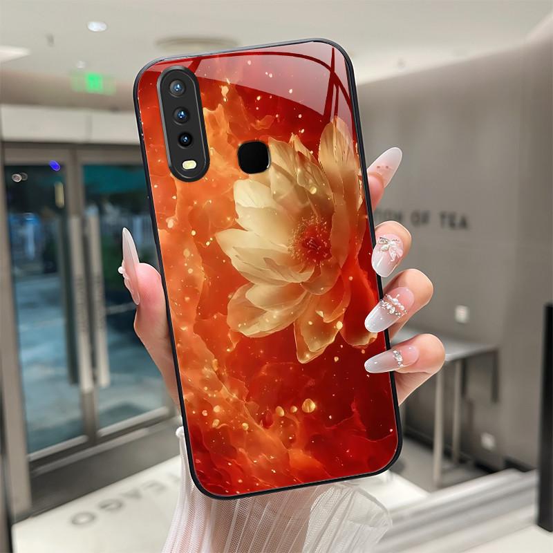 Красивый Цветок Милые Кошки Чехол Для Vivo Y11 2019 1906 Y12 Y17 Y15 Y19 Закаленное Стекло Чехол Для Телефона Защитная Крышка Жесткий Корпус