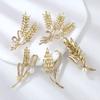 Golden Wheat Brooch Women's Delicate Rhinestone Wheat Brooch Pin Professional Suit Accessories Wholesale
