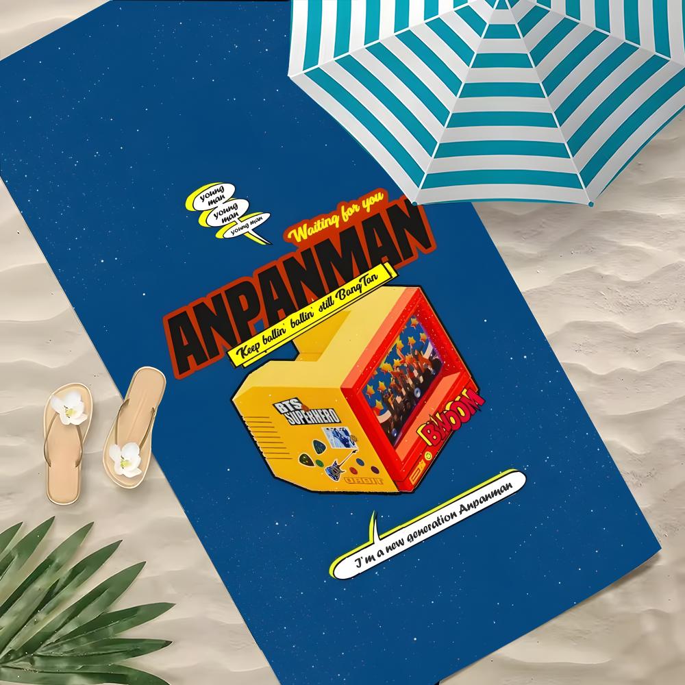 Мультяшное полотенце A-ANPANMAN из полиэстера, пляжное полотенце, быстросохнущее, не оставляющее песка, банное полотенце для лета, бассейна, путешествий, отпуска