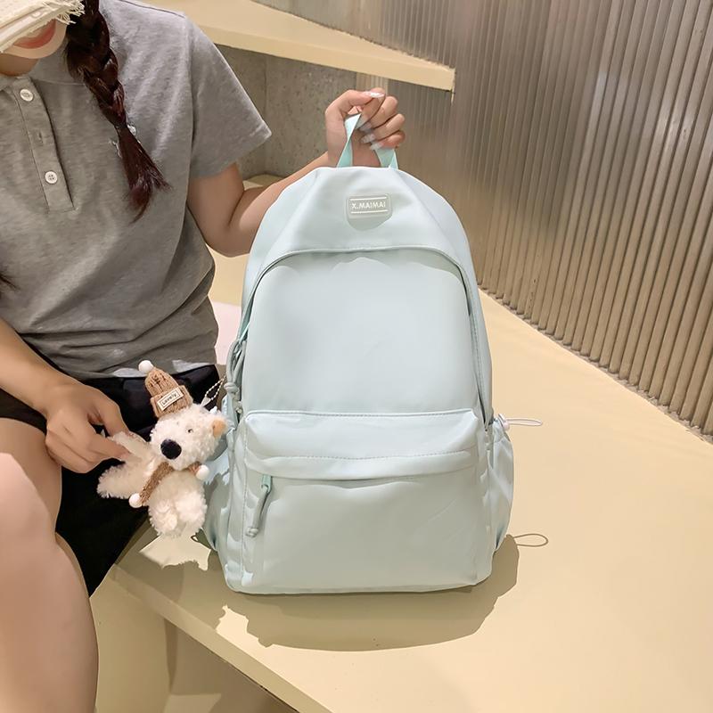 Студенческая школьная сумка однотонный кампусный рюкзак женский большой емкости рюкзак